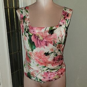 Express Floral Print Blouse with Pink and Green Size M